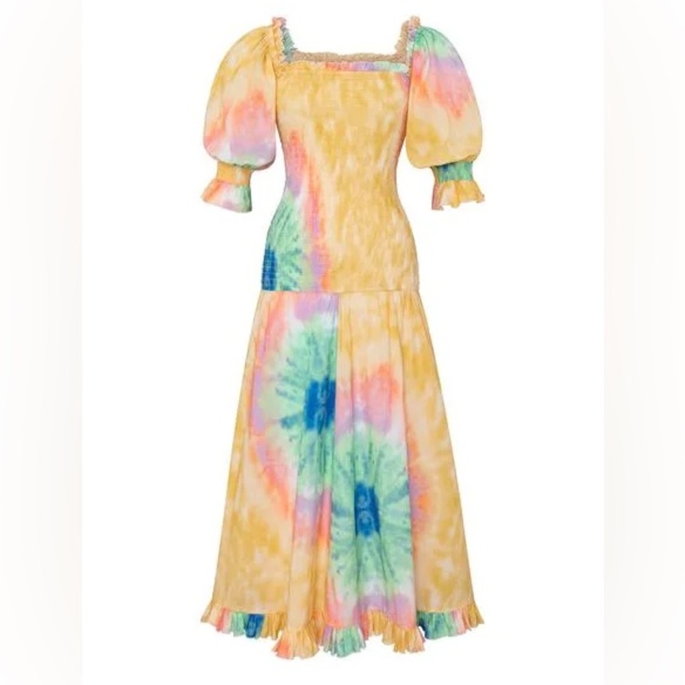 RHODE Ella Tie Dye Smocked Maxi Dress